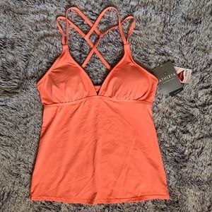 Athleta coral cross strap tankini swim top